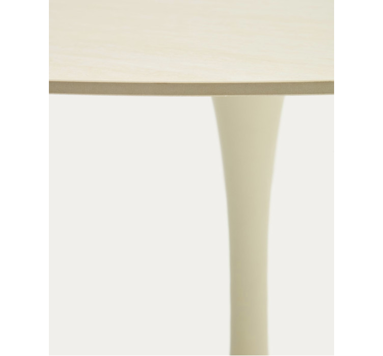 Круглий стіл Vedira з кераміки та бежевої сталі, Ø 120 см5
